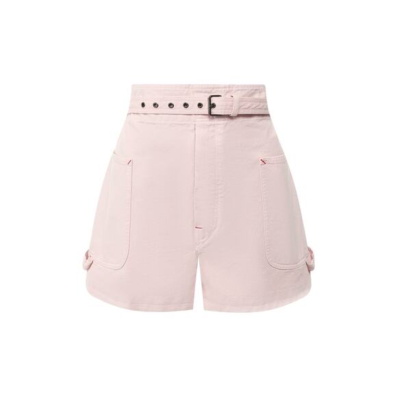 Isabel Marant Ike Belted 100% Cotton Mini Shorts High Waist Pink Size 34 $595 - Picture 3 of 9